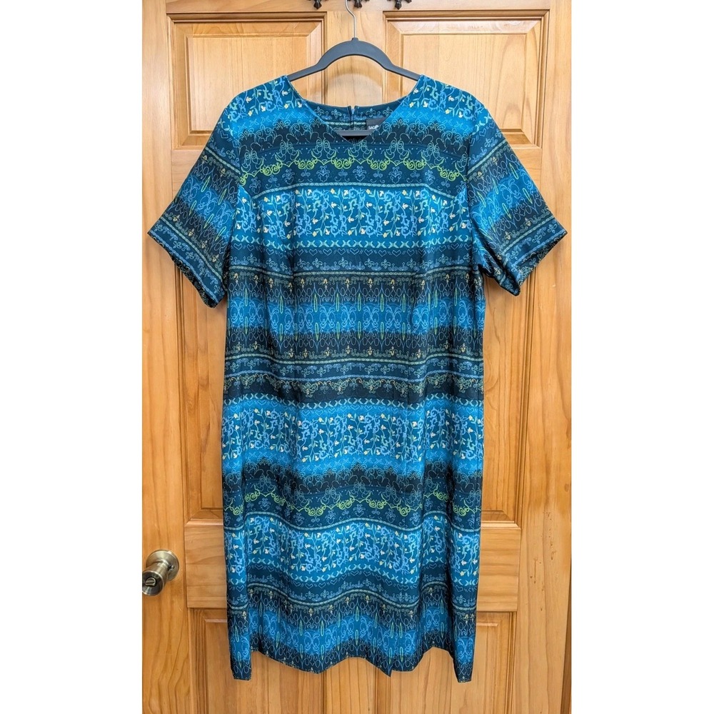 Vtg Sag Harbor Woman 16 W Dress Heavy Knit Short Sleeves Classic Workwear Zip